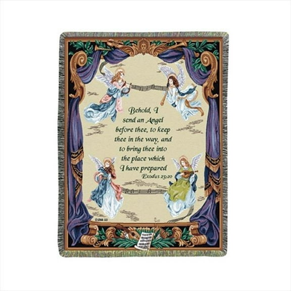 Manual Woodworkers and Weavers  Angel Symphony Tapestry Throw Blanket Fashionable Jacquard Woven 50 X 60 in.