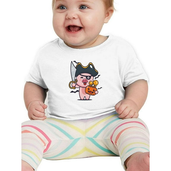 Cute Pirate Pig In Costume T-Shirt Infant -Image by Shutterstock,  12 Months