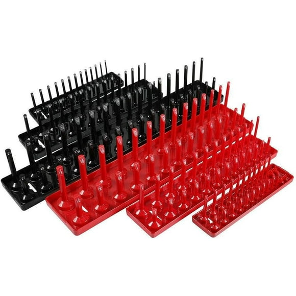 JHUS 6pcs Socket Organizer Tray Rack Storage Holder Tool Metric SAE 1/4" 3/8" 1/2" TOOL ORGANIZERS Storage bins Drawer organizers Storage drawers Garage storage