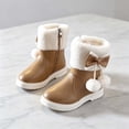 thumbnail image 3 of Spazoro Girls Faux Fur Lined Snow Boots, Winter Non Slip Cute Decor Side Zipper Casual Outdoor Shoes for Toddler Little Big Kids Khaki Size 2.5, 3 of 4