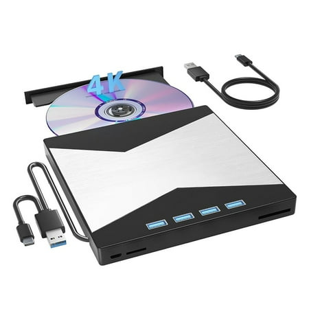 External Blu Ray Drive 4K Bluray Player for Laptop USB 3.0 /CD/DVD RW Reader Burner ,Easy to Use