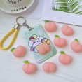 thumbnail image 6 of Student Portable Double-sided pattern Cartoon Bank Card Bus Card Push pull card sleeve Keychain Peach butt Card Holder WHITE, 6 of 8