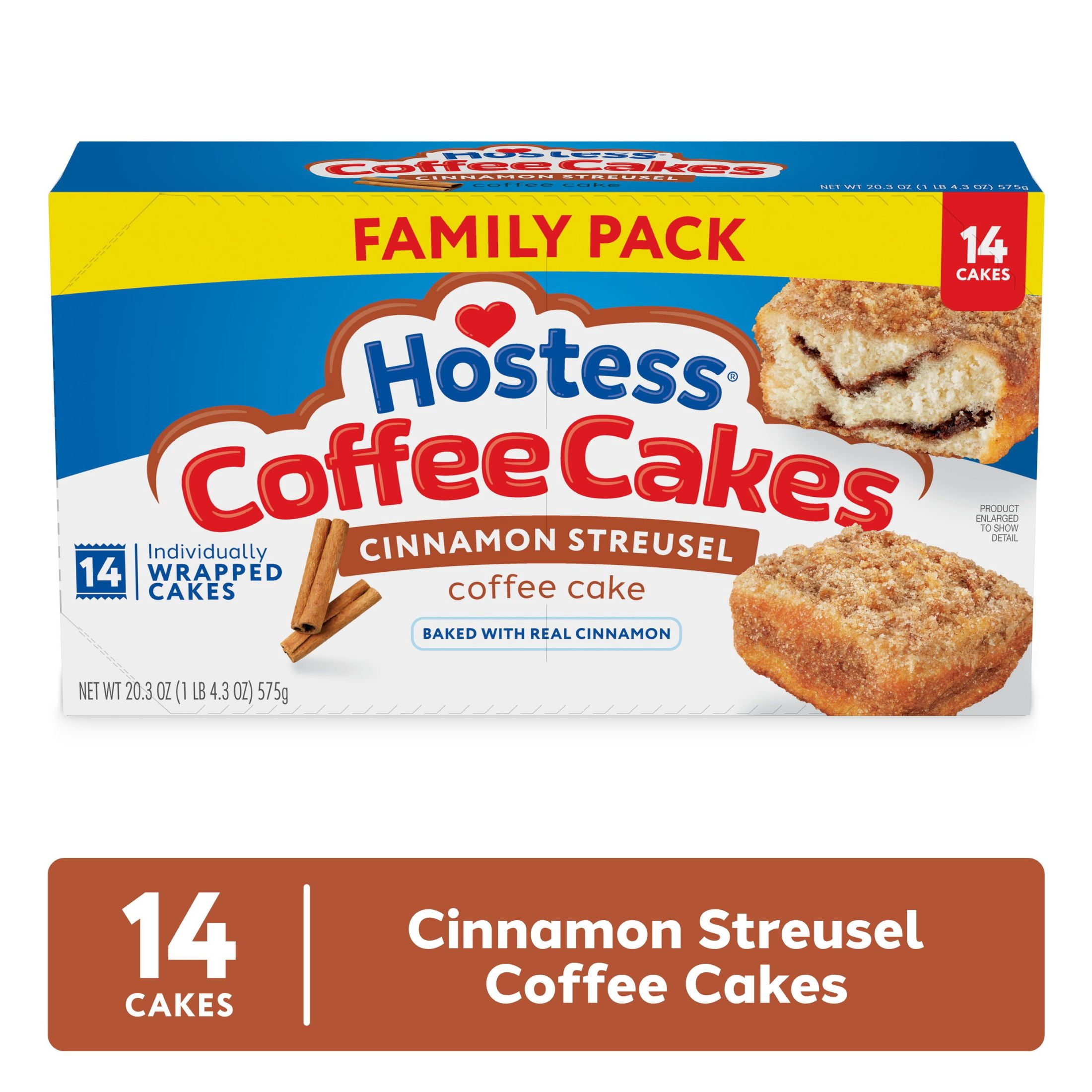 (6 pack) Hostess Coffee Cakes, Cinnamon Streusel Snack Cakes, 20.25 oz Box (14 Count)