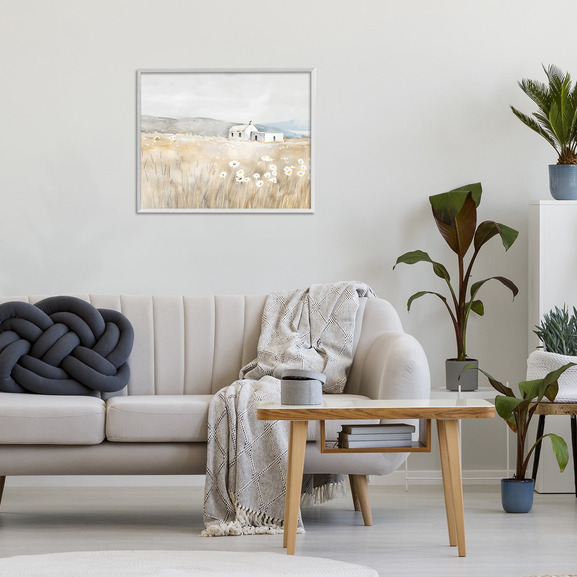 Stupell Industries Rustic Landscape Daisy Meadow White Framed Giclee Art, design by Creative Studio