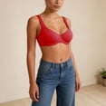thumbnail image 4 of Women's Push up Bra with Underwire Solid Color Adjustable Straps Seamless Comfortable Bra Red 42E, 4 of 7