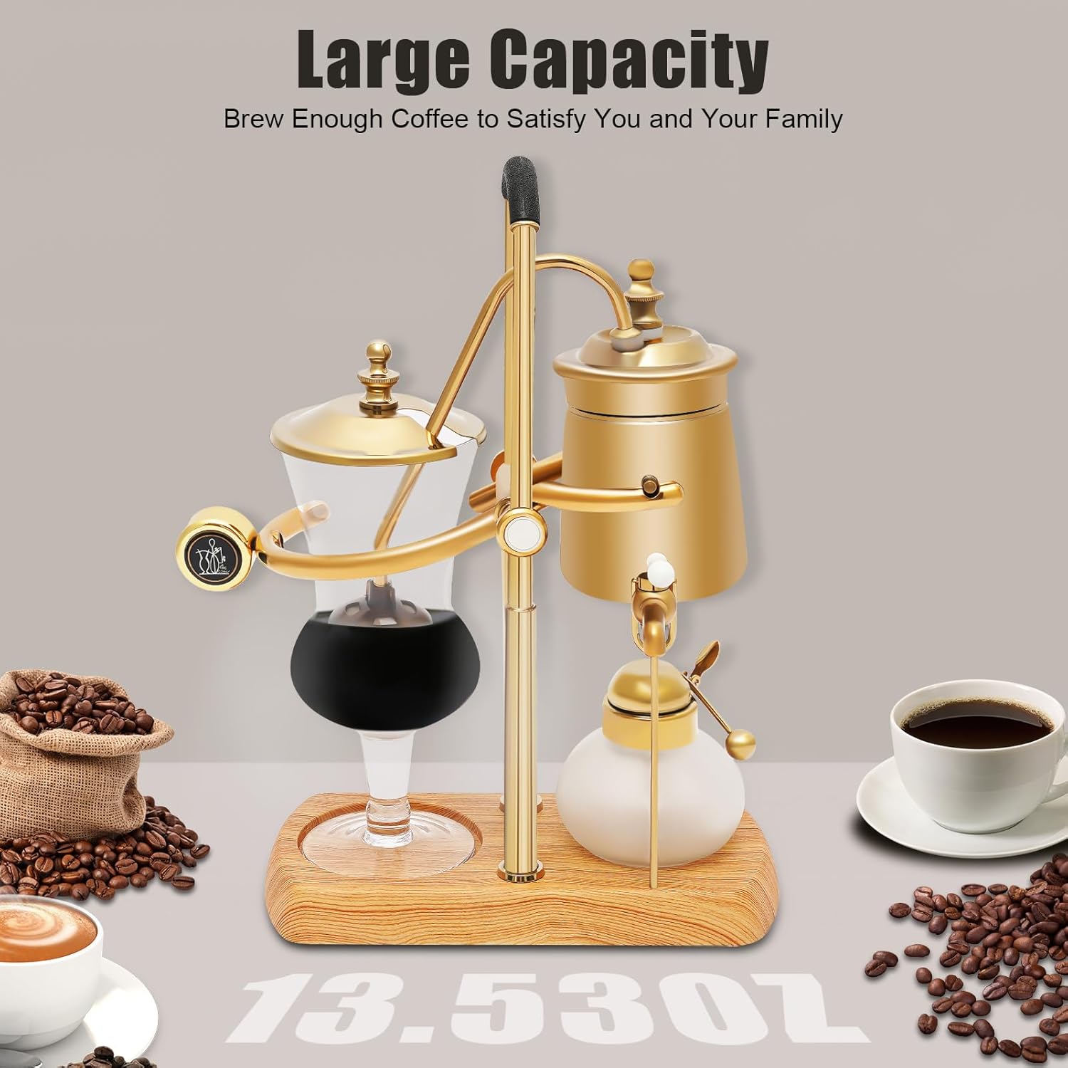 Marsyyds Siphon Coffee Maker Kit, 400MLBelgian/Belgium Family Balance Syphon Coffee Maker 15Oz Gravity Vintage Manual Free-Standing Caffeic Machine for Offices Bars Restaurants & Lounge Bars