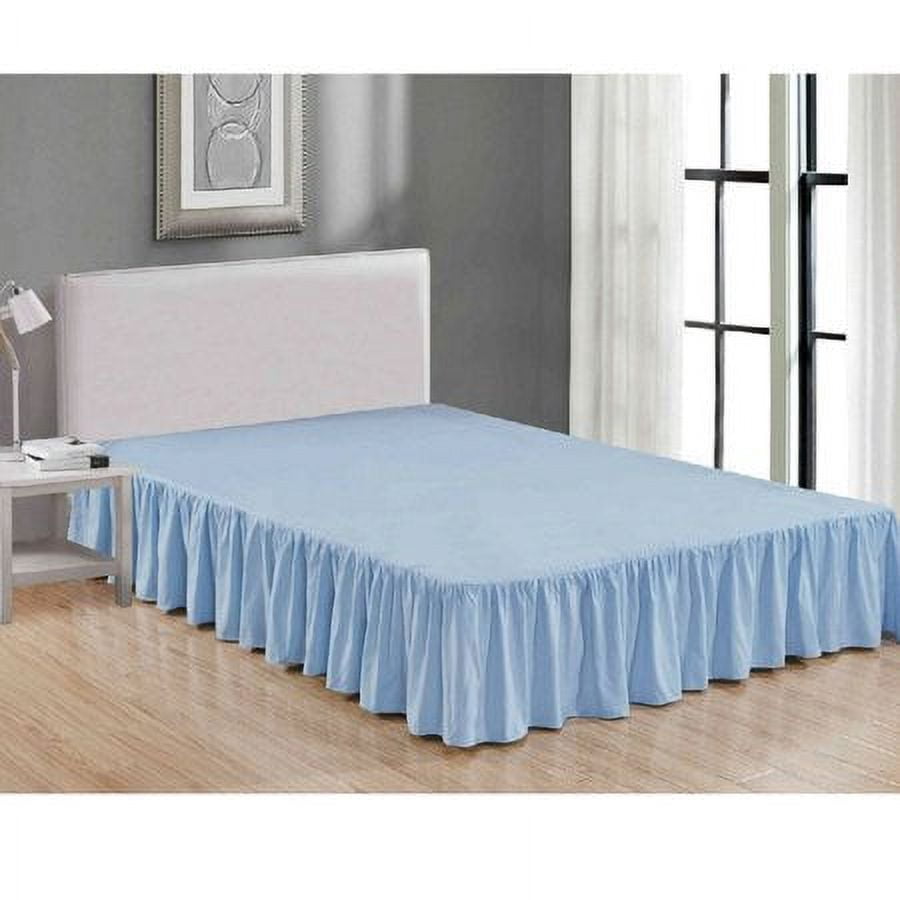 Super Soft Solid Bed Skirt King Size Luxury Brushed Microfiber 14" Light Blue Gathered Dust Ruffle