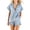Light Blue, variant on Women's 2 Piece Outfits Short Sleeve Collared Button Down Shirt Elastic Waist Shorts Relaxed Loose Fit Summer Beach Vacation Set with Pockets