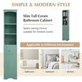 thumbnail image 4 of Tall Bathroom Cabinet, Freestanding Bathroom Storage Cabinet with Drawer and Door, Narrow Linen Storage Cabinet with Adjustable Shelves for Home, Bathroom, Kitchen, Anti-Tipping, Green, 4 of 9