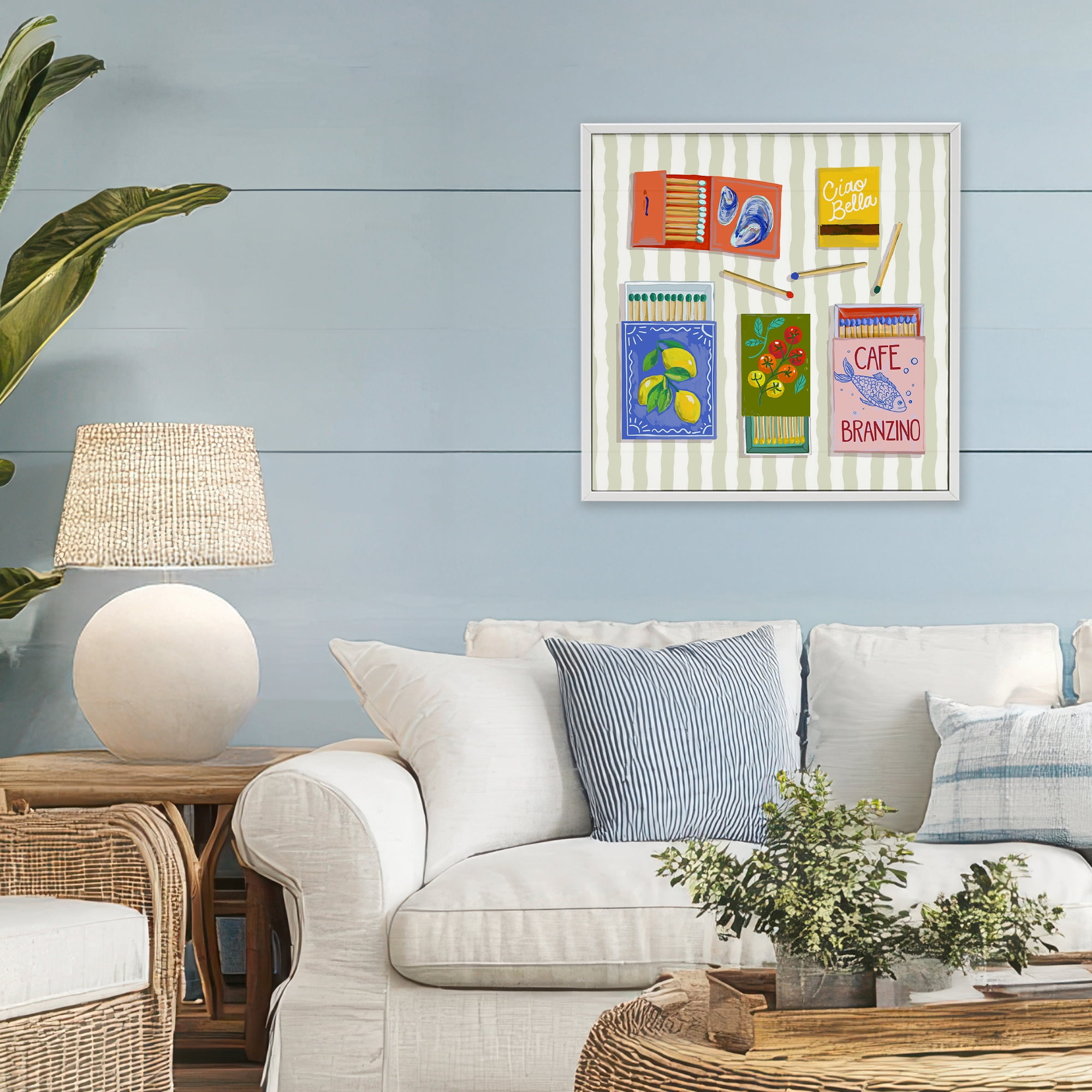 Stupell Industries Ciao Bella Seaside Matchboxes White Framed Giclee Art, design by Rachel Nerney