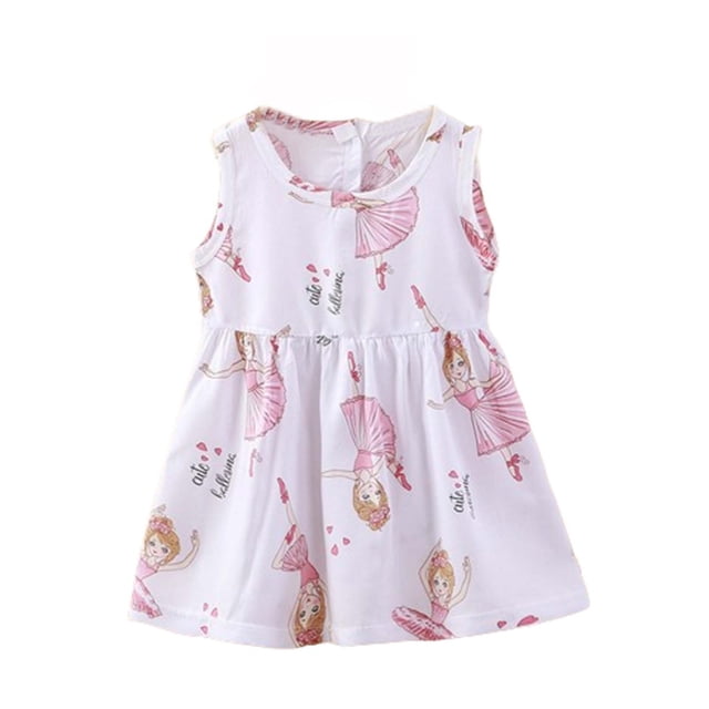 Birdeem Robe Sans Manches Col Rond Bébé Filles Été Imprimé Robe Sans Manches Col Rond