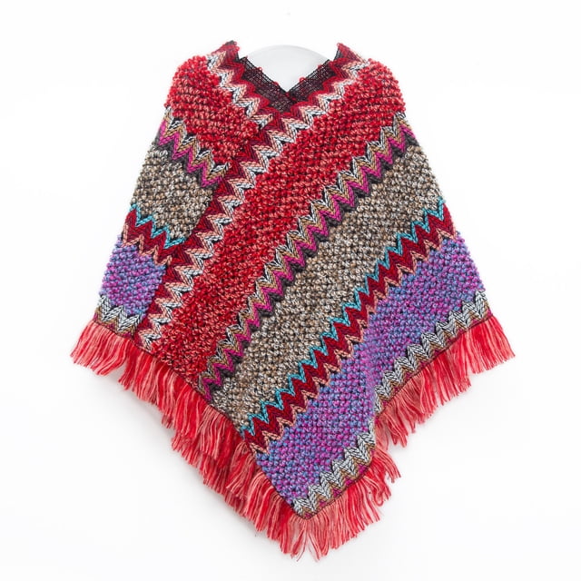 Cape Rétro à Rayures de Style Ethnique Bohème à la Mode pour Femmes, Épaisse, en Liquidation