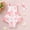 Pink, variant on ZEHJUHAN Baby Girls' Ruffle Sleeveless Halter Romper Headband Set, Bow Print Summer Outfit with Snap Closure Pink,0-6M