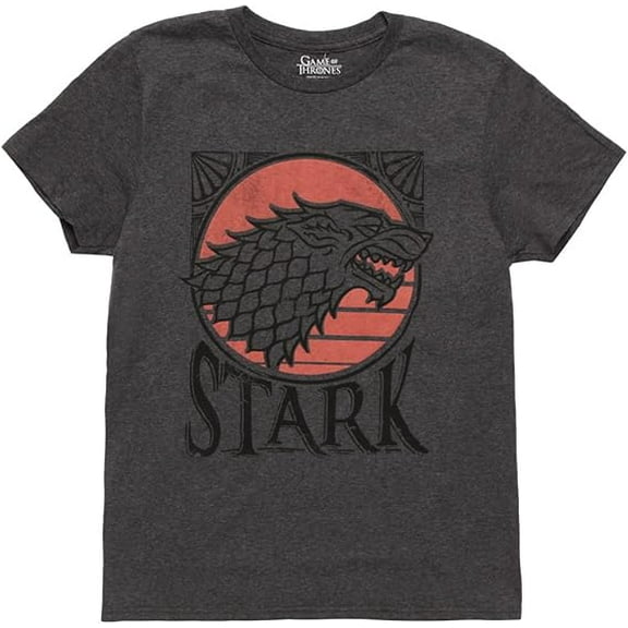 Game of Thrones Stark Red Moon Adult T-Shirt - Charcoal (Large)