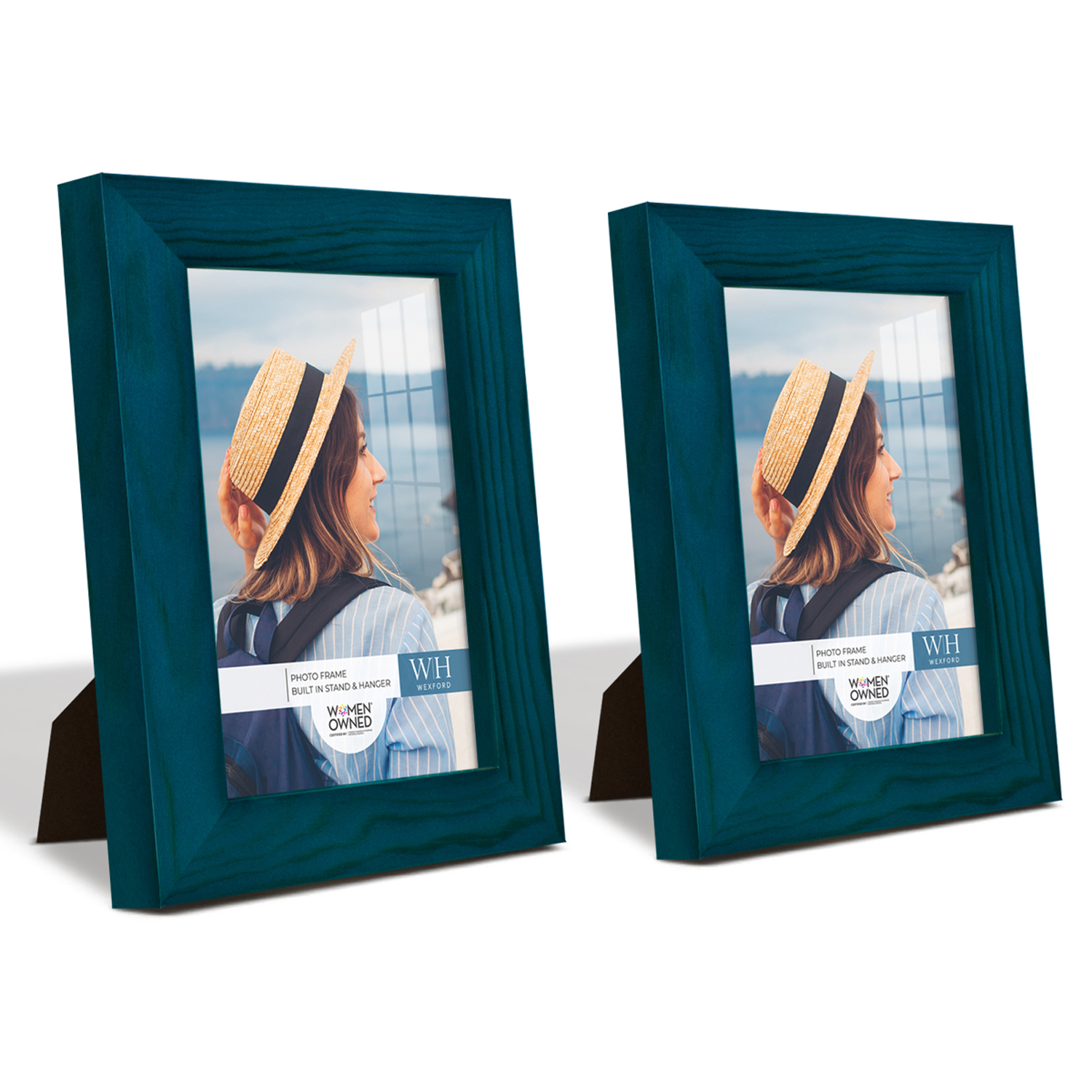 Woodgrain 3.5 in. x 5 in. Ocean Blue Picture Frame (Set of 2)