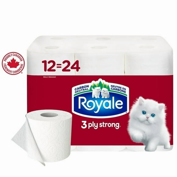 Royale Papier Hygiénique 3 Plis Résistant, 12 Rouleaux de Papier de Toilette Équivalents à 24 Rouleaux de Papier de Salle de Bain, 165 Feuilles de Papier de Toilette par Rouleau