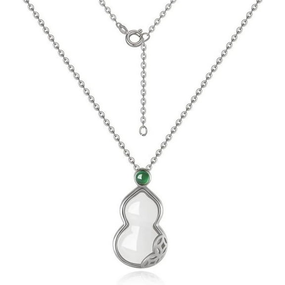 14K Gold Natural Jade Necklace, Good Luck Gourd Jade Necklace - Perfect Birthday and Mother's Day Gift for Mom, Wife and Girlfriend
