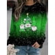 thumbnail image 3 of Plus Size Christmas Top, Women's Plus Christmas Dwarf & Slogan Print Ombre Long Sleeve Round Neck Slight Stretch Top, 3 of 5