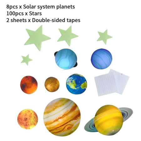 

Reduced!! 110pcs/set DIY Wall Sticker Gift Stars Planets Glow In The Dark Ceiling Decal