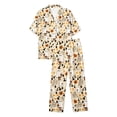 thumbnail image 4 of Huowey Women'S Halloween Pajamas Set Short Sleeve Button Down Tops And Pants 2 PC Ghost Pumpkin Graphic Lapel Leisure Summer Sleepwear,Khaki,L, 4 of 4