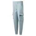 thumbnail image 6 of Stamzod Mens Cargo Pants Solid Color Elastic Waist Running Jogger Pants Men Casual Workout Sweatpants with Pockets Light Blue C XXXL, 6 of 9