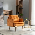 thumbnail image 3 of Velvet Accent Chair, Chaise Lounge Chair with Metal Legs, Upholstered Single Sofa Chair with Tufted Back, Comfy Reading Chair Arm Chair Sofa for Living Room Bedroom Reading Room Office, Orange, 3 of 7