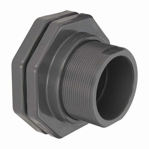 Bulkhead Tank Fitting, 4", PVC/EPDM, Socket x Socket