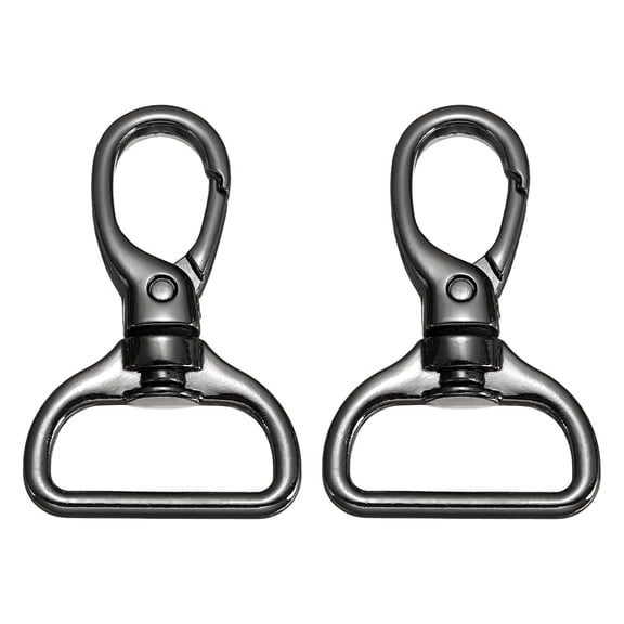 Uxcell Swivel Clasps, (1 Inch, Black) (2 Pcs), Metal Swivel Snap Hooks Curved Oval Trigger Snap Lobster Clips, Suit for - Keychain/Making DIY Crafts/Purse Hardware