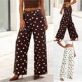 thumbnail image 2 of AHTJRT Straight Leg Jeans for Women Boho Fashion Polka Dots Print Wide Leg Trousers Midweight Dance Night Clubwear Slacks Denim Pants Wine S, 2 of 8