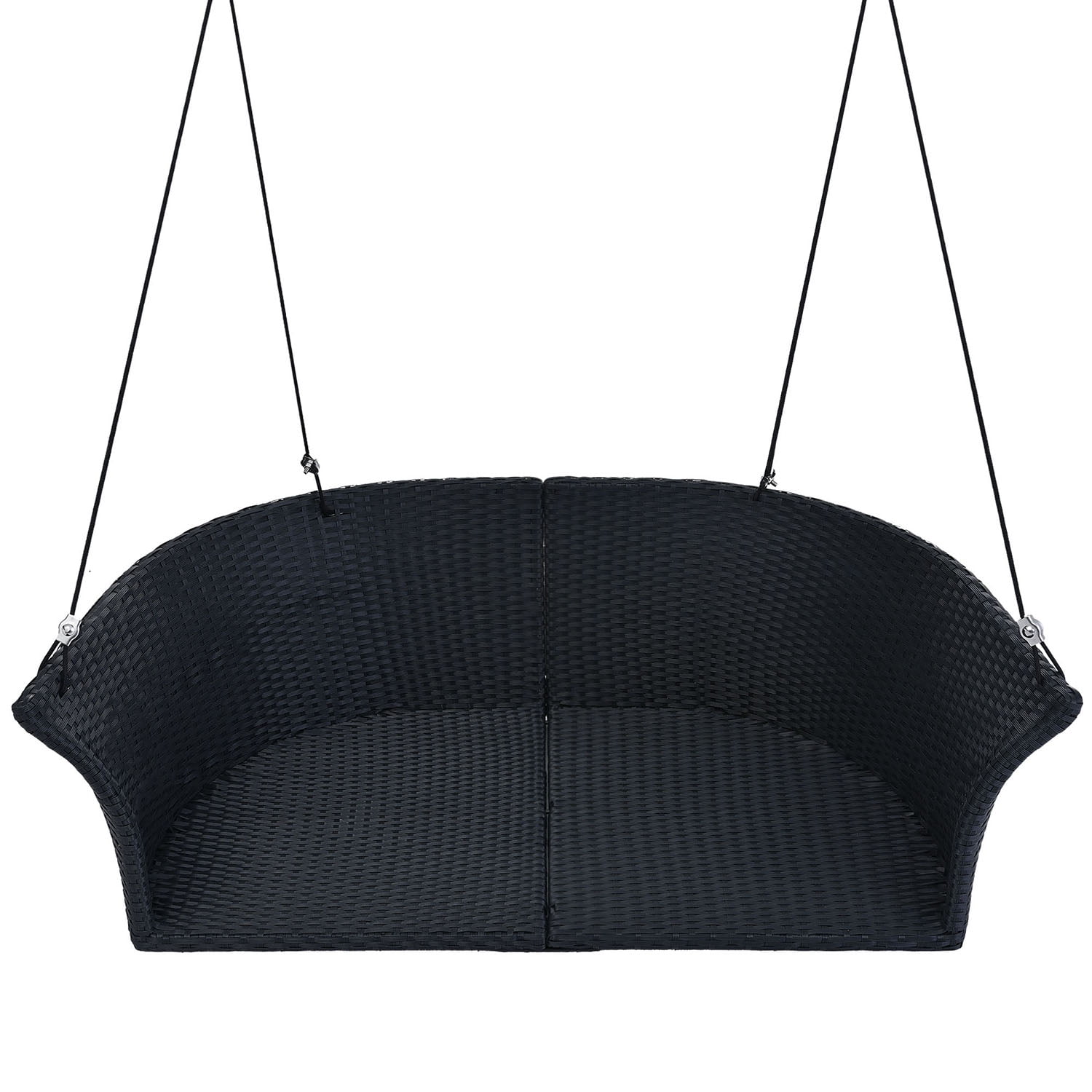 Kadyn 51.9" 2-Person Hanging Seat, Rattan Woven Swing Chair with Ropes, Gray Wicker and Cushion, Porch Swing Chair for Outdoor, Black White Kadyn 51.9" 2-Person Hanging Seat, Rattan Woven Swing Chair with Ropes, Gray Wicker and Cushion, Porch Swing Chair for Outdoor, Black White