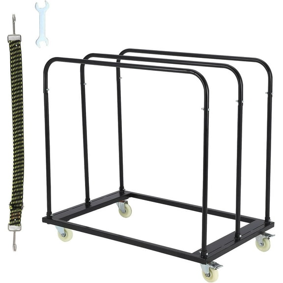 Lumiparty Heavy Duty Steel Panel Truck, Flatbed with 1500 Lbs Capacity and 4 Swivel Casters Panel Cart for Lumber Drywall Mattress Transporting Dolly, Steel Board Platform Truck, Black