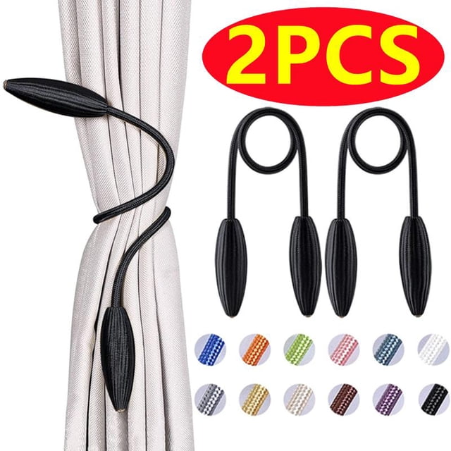 Newest Arbitrary shape strong Curtain Tiebacks Plush Alloy Hanging Belts Ropes Curtain Holdback Curtain Rods Accessoires 2023Black1PC He Qiyong unisex