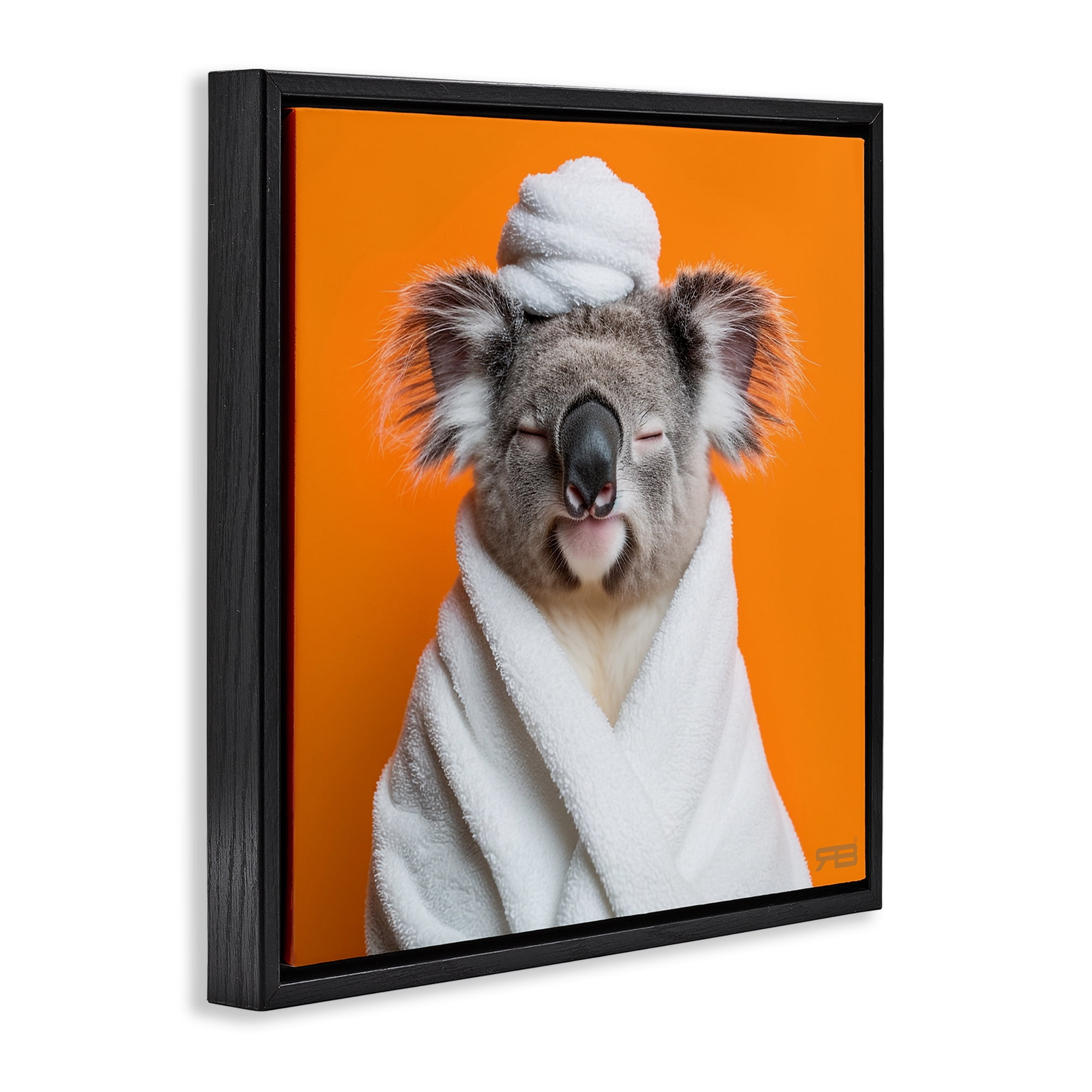 Stupell Industries Relaxed Bathtime Koala Bath & Laundry Painting Black Floater Framed Canvas Art Print Wall Art, 18 x 18