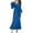 Blue Dress, variant on Women's Tea Length A Line Flowy Dress Solid Color Elegant Casual High Waist Clearance Long Sleeve Spring Trendy V Neck Blue L