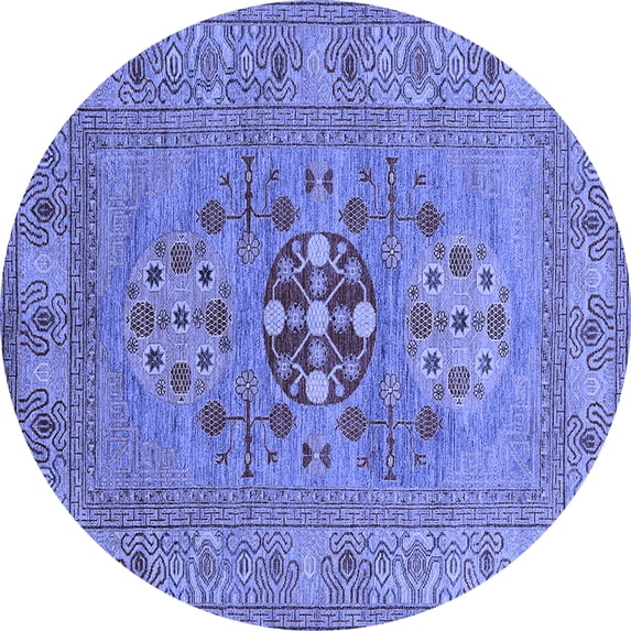 Ahgly Company Indoor Round Oriental Blue Industrial Area Rugs, 3' Round