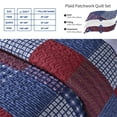 thumbnail image 7 of Jessy Home Plaid Patchwork Quilt Queen Size Red Blue Bedspread Soft Microfiber Coverlet, 7 of 7
