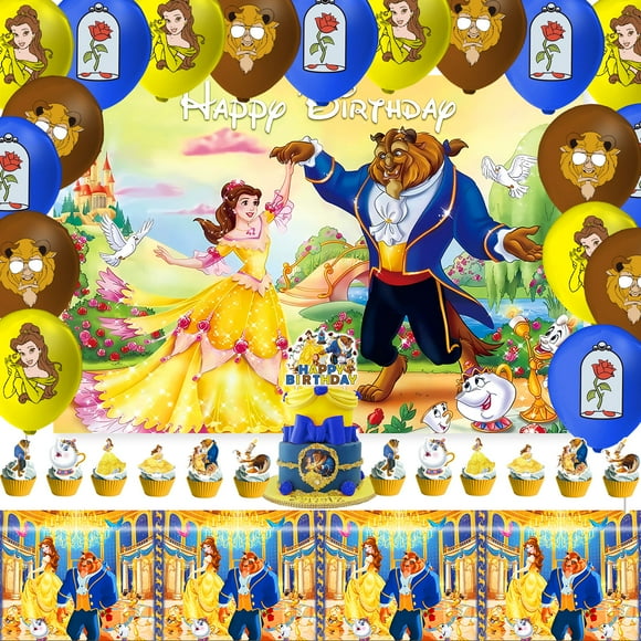 Globos decorativos para fiesta alusivos a La Bella y la Bestia