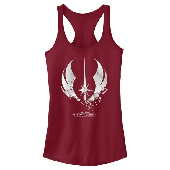 Junior's Star Wars: Obi-Wan Kenobi Shattered Jedi Knight Emblem  Racerback Tank Top Scarlet Medium