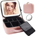 thumbnail image 1 of SHSLING Rechargeable Travel Makeup Bag with Mirror of LED Lighted，Waterproof Portable Professional Cosmetic Artist Organizer，Makeup Accessories & Tools Case，Ideal Gifts for Women, Girls, 1 of 7