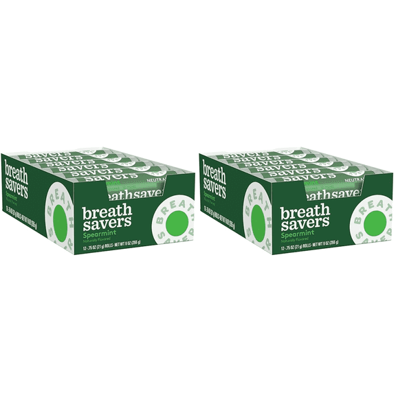 BREATH SAVERS Mints, Spearmint, Sugar Free, 0.75 Ounce Roll (Pack of 24)