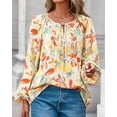 thumbnail image 5 of PRETTYGARDEN Boho Tops for Women Going Out Floral Long Sleeve Shirts Dressy Casual Work Blouses Drawstring Fall Outfits, 5 of 9