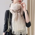 thumbnail image 4 of Eoperou Lady Scarf Imitation Silk Beads Decor Contrast Color See-through Thin Sunscreen Wide Quick Dry Summer Neck Wrap Party Favors, 4 of 8