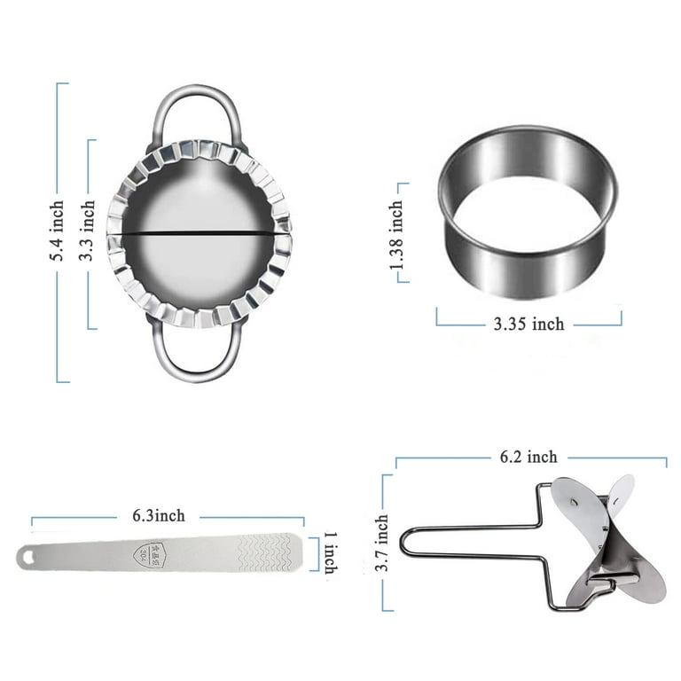 Amgoya Dumpling Maker Kit Stainless Steel Dumpling Mold Maker Momos for Easy Dumpling Making Dough Cutter Stuffing Spoon and Flour Ring Cutter- Empana