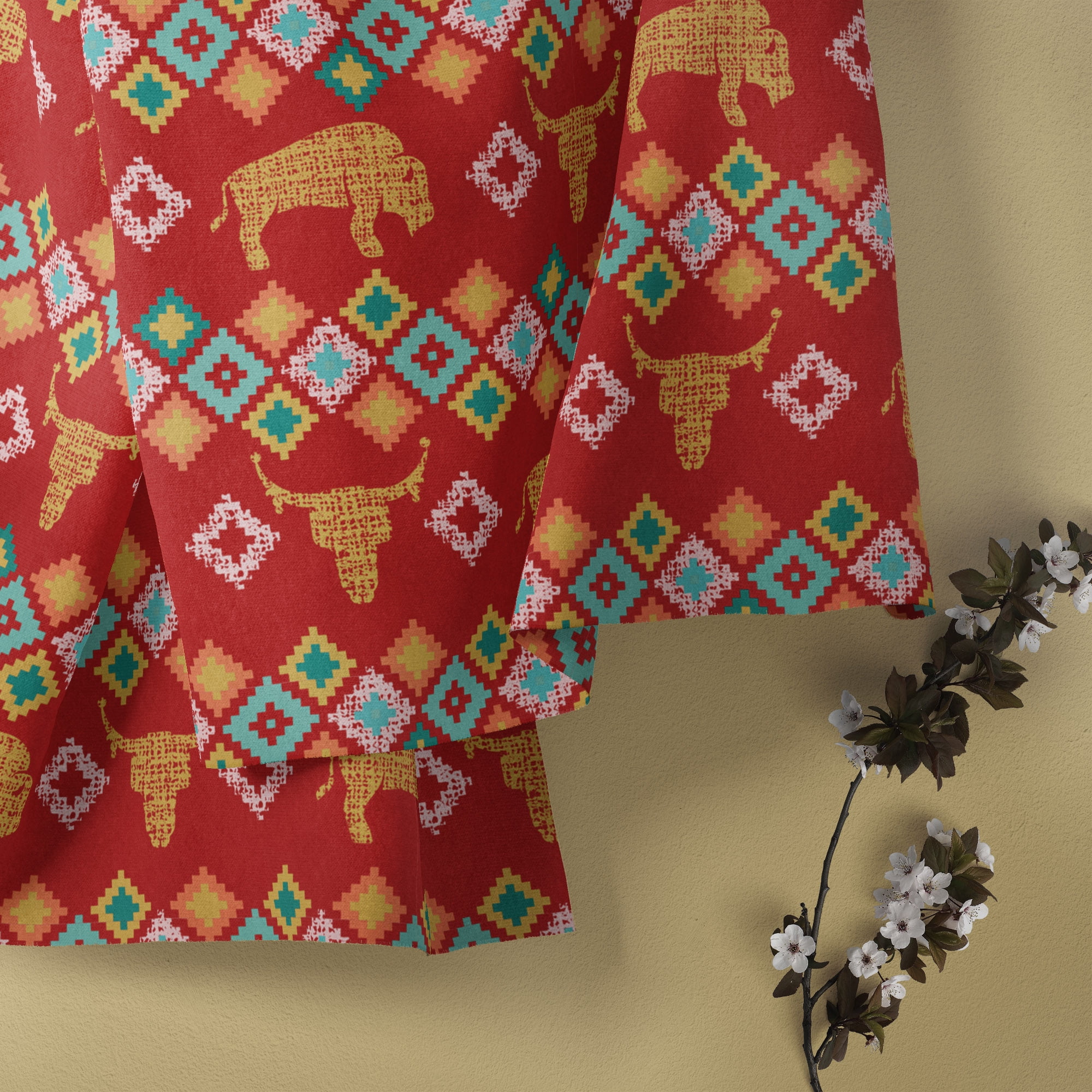 1 Yard 100% Cotton Buffalo Sunset, Multi-color, 44" Wide for Quilting & Sewing by David Textiles