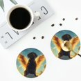 thumbnail image 5 of Pofeuu Golden Cloud Winged Dog Print Leather Coasters Set of 6, Round Cups Mugs Mat Pad for Home Kitchen Heat Resistant Drink Coasters,Round Shape, 5 of 7