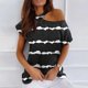 thumbnail image 2 of Mujeres Verano Cuello Redondo Manga Corta Estampado Sin Tirantes Camiseta Tops Blusas OAVQHLG3B Store  lin121212, 2 of 4