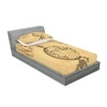 thumbnail image 2 of Ambesonne Retro Fitted Sheet & Pillow Sham Set, Adventure Words, Twinxl, Sand Brown Black, 2 of 2