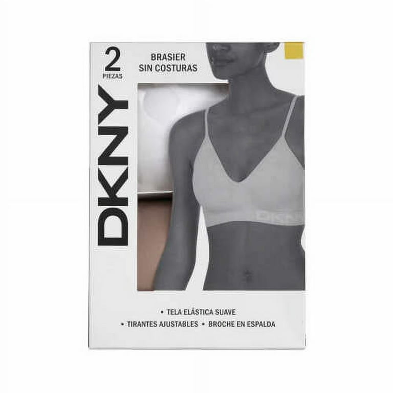 DKNY Ladies' Seamless Sports Bralette 2-Pack, White/Sand Small
