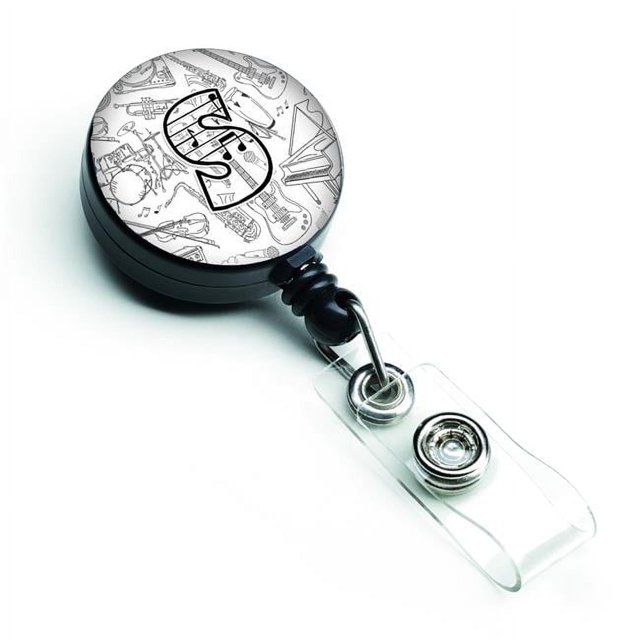 Carolines Treasures CJ2007-SBR Letter S Musical Note Letters Retractable Badge Reel