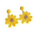 thumbnail image 3 of New dopamine yellow flower earrings female holiday style sweet alloy earrings, 3 of 3